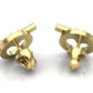 Aretes de Oro Amarillo Aro con Línea Transversal Adornada de Incrustaciones