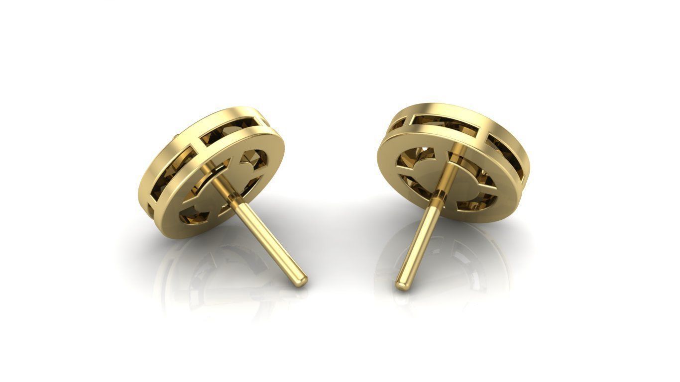 Finos Aretes con Circulo de Oro Amarillo con Brillante Incrustacion