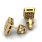 Aretes Rectangulares de Oro Amarillo con Incrustaciones