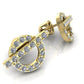 Aretes de Oro Amarillo Aro con Línea Transversal Adornada de Incrustaciones