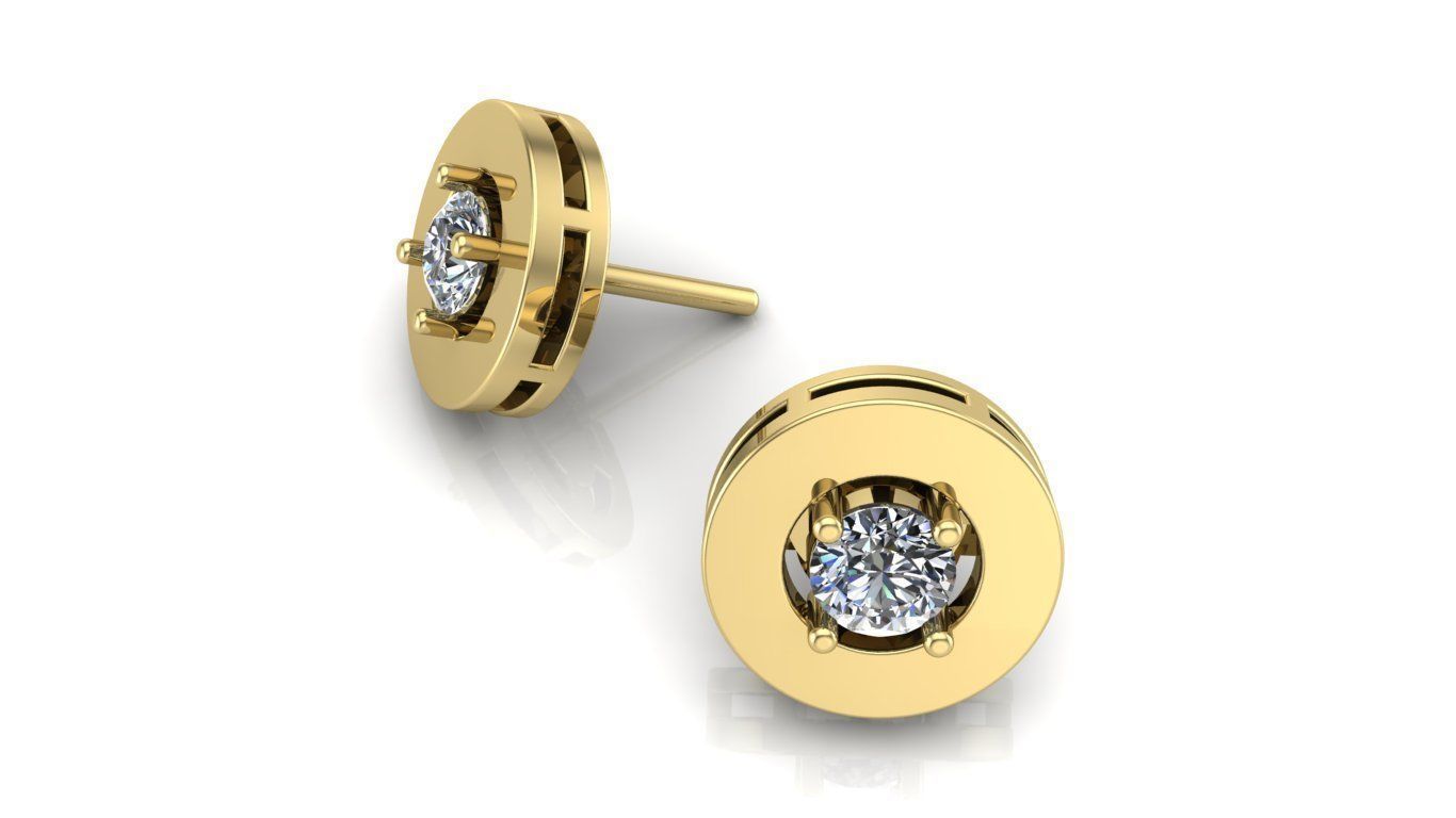 Finos Aretes con Circulo de Oro Amarillo con Brillante Incrustacion
