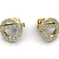Aretes de Oro Amarillo Aro con Línea Transversal Adornada de Incrustaciones