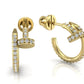 Aretes Nail de Oro Amarillo con Incrustaciones Brillantes
