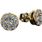 Aretes  de Oro Amarillo con Incrustaciones Centrales y Aro de Incrustaciones