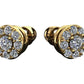 Aretes  de Oro Amarillo con Incrustaciones Centrales y Aro de Incrustaciones