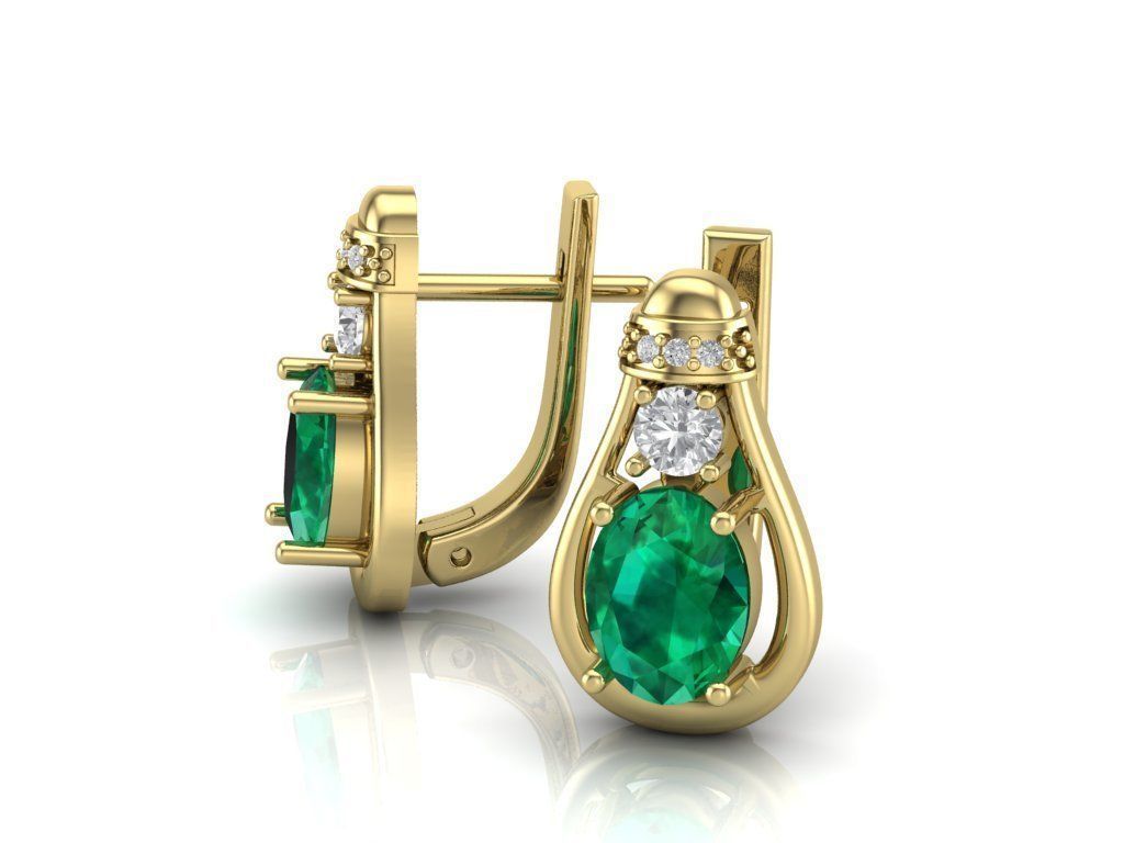 Aretes Elegancia Esmeralda en Oro con Diamantes