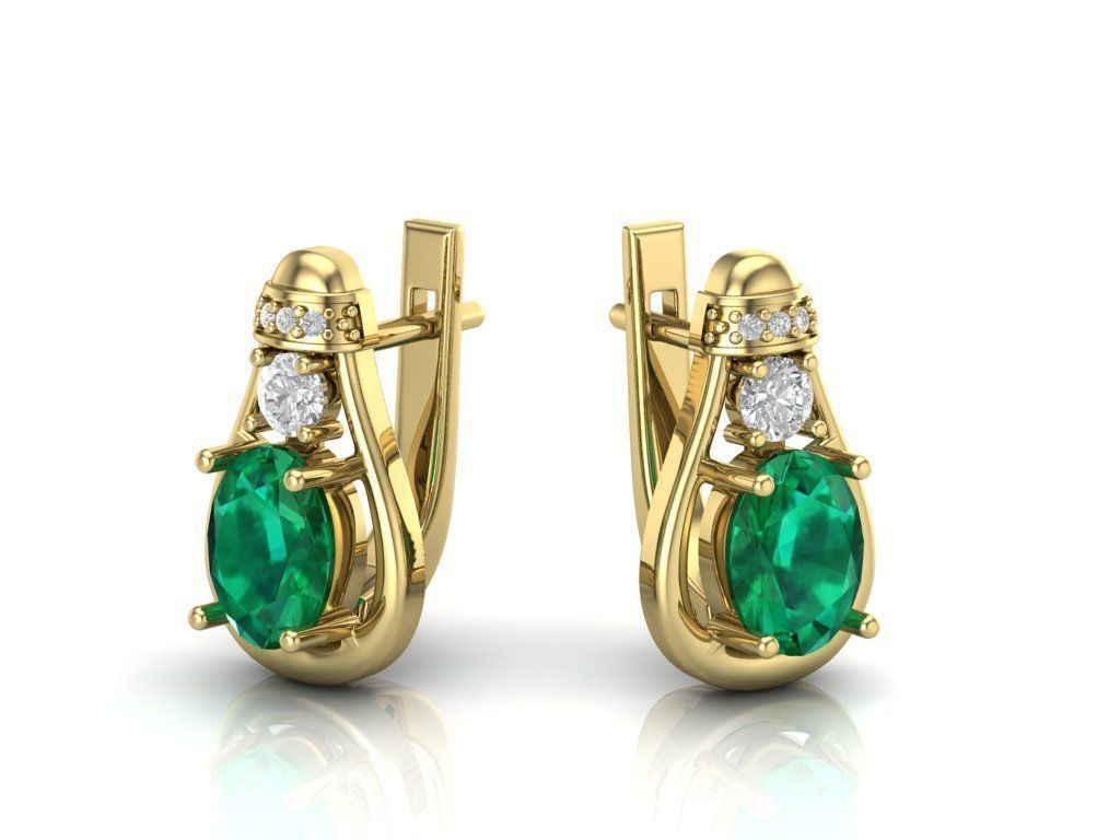 Aretes Elegancia Esmeralda en Oro con Diamantes