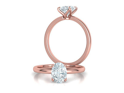 Anillo de Compromiso Elegante con Incrustación de Corte Oval