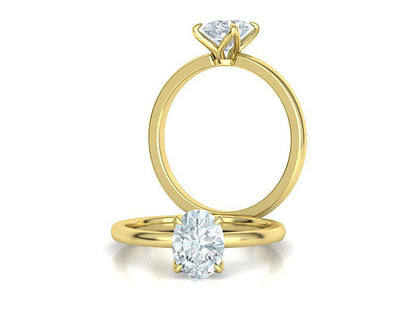 Anillo de Compromiso Solitario con Incrustación de Corte Oval