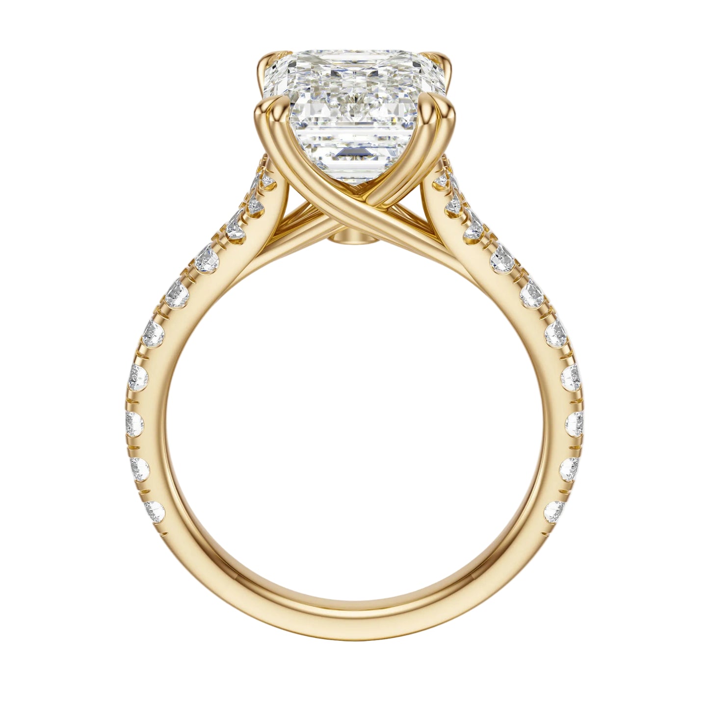 Anillo de Compromiso Hidden Diamond X Cathedral Corte Esmeralda