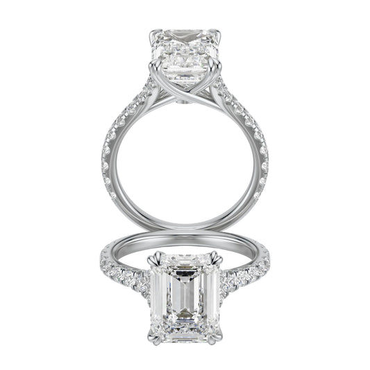 Anillo de Compromiso Hidden Diamond X Cathedral Corte Esmeralda