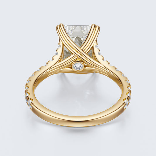 Anillo de Compromiso Hidden Diamond X Cathedral corte esmeralda