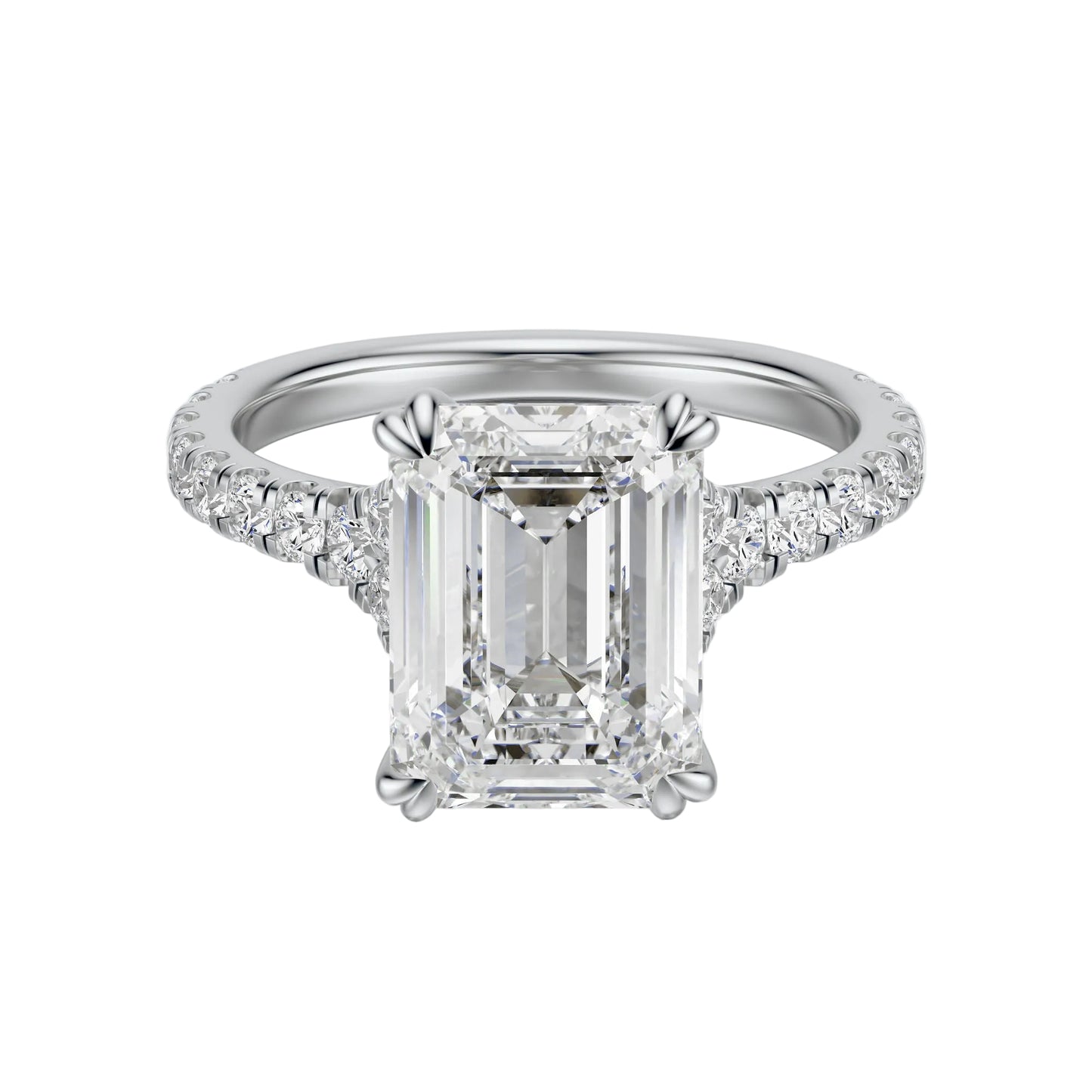 Anillo de Compromiso Hidden Diamond X Cathedral Corte Esmeralda