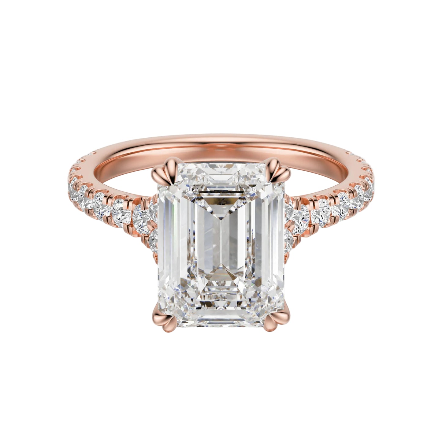 Anillo de Compromiso Hidden Diamond X Cathedral Corte Esmeralda