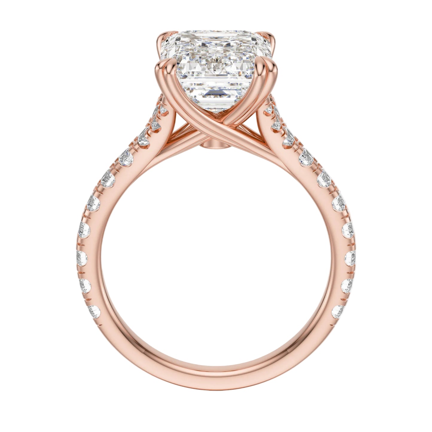 Anillo de Compromiso Hidden Diamond X Cathedral Corte Esmeralda