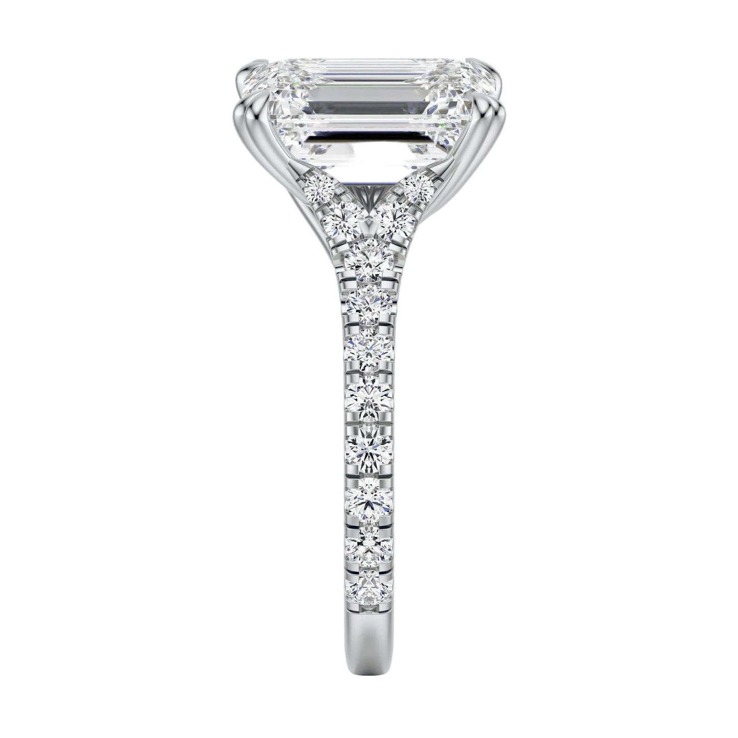 Anillo de Compromiso Hidden Diamond X Cathedral Corte Esmeralda