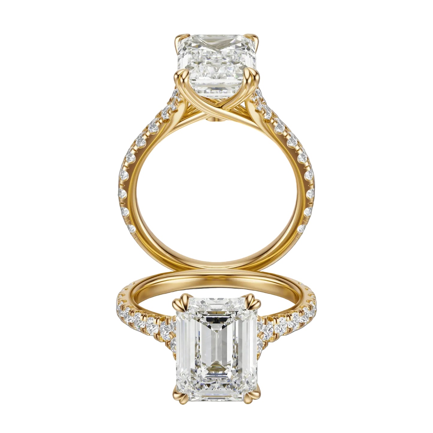 Anillo de Compromiso Hidden Diamond X Cathedral Corte Esmeralda