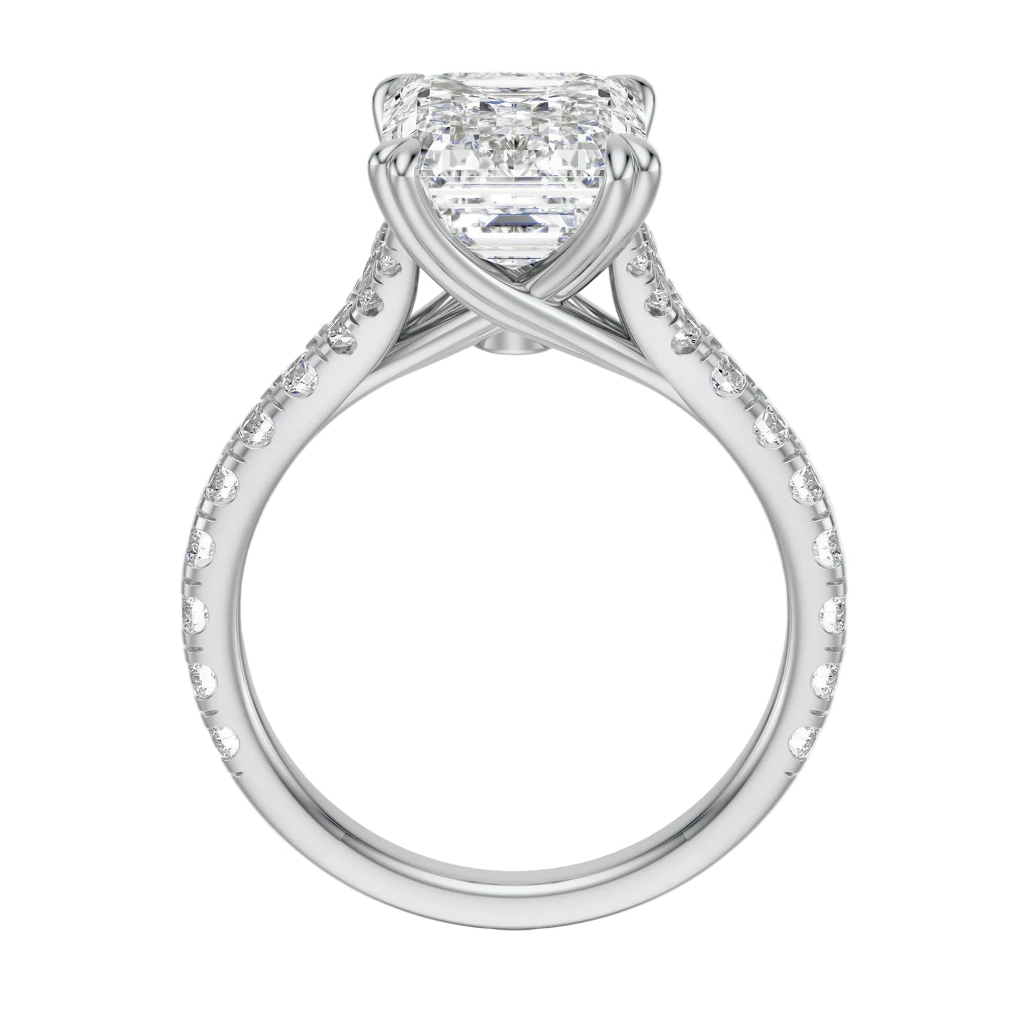 Anillo de Compromiso Hidden Diamond X Cathedral Corte Esmeralda