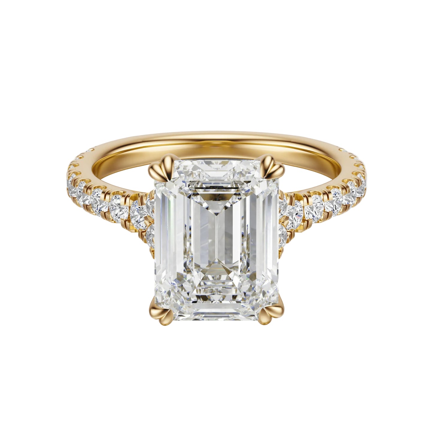 Anillo de Compromiso Hidden Diamond X Cathedral Corte Esmeralda