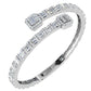 Modesto Brazalete de Oro Blanco 14k Recubierto de Incrustaciones Redondas y de Corte Bagguete