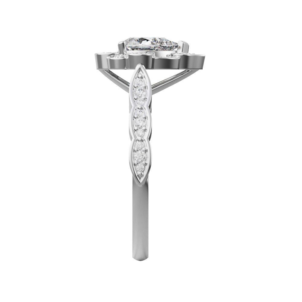 Anillo de Compromiso de Oro con Diamantes Central de Pera