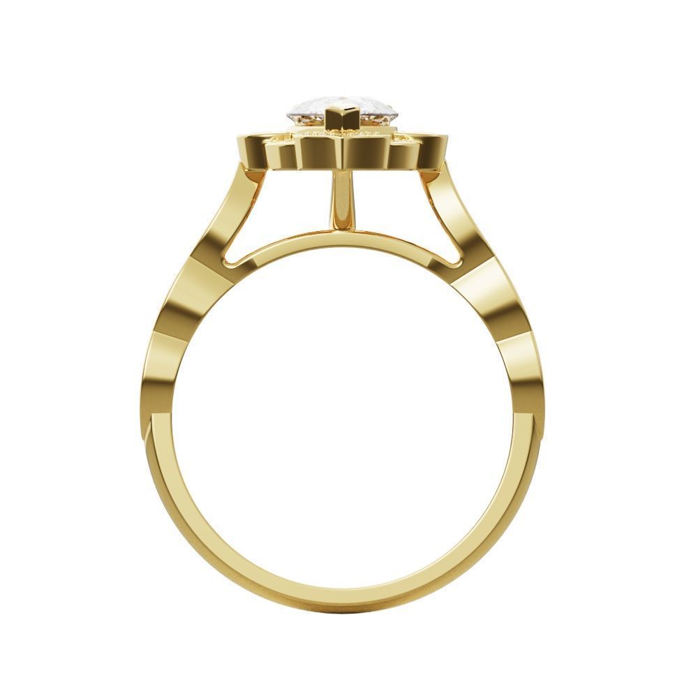 Anillo de Compromiso de Oro con Diamantes Central de Pera