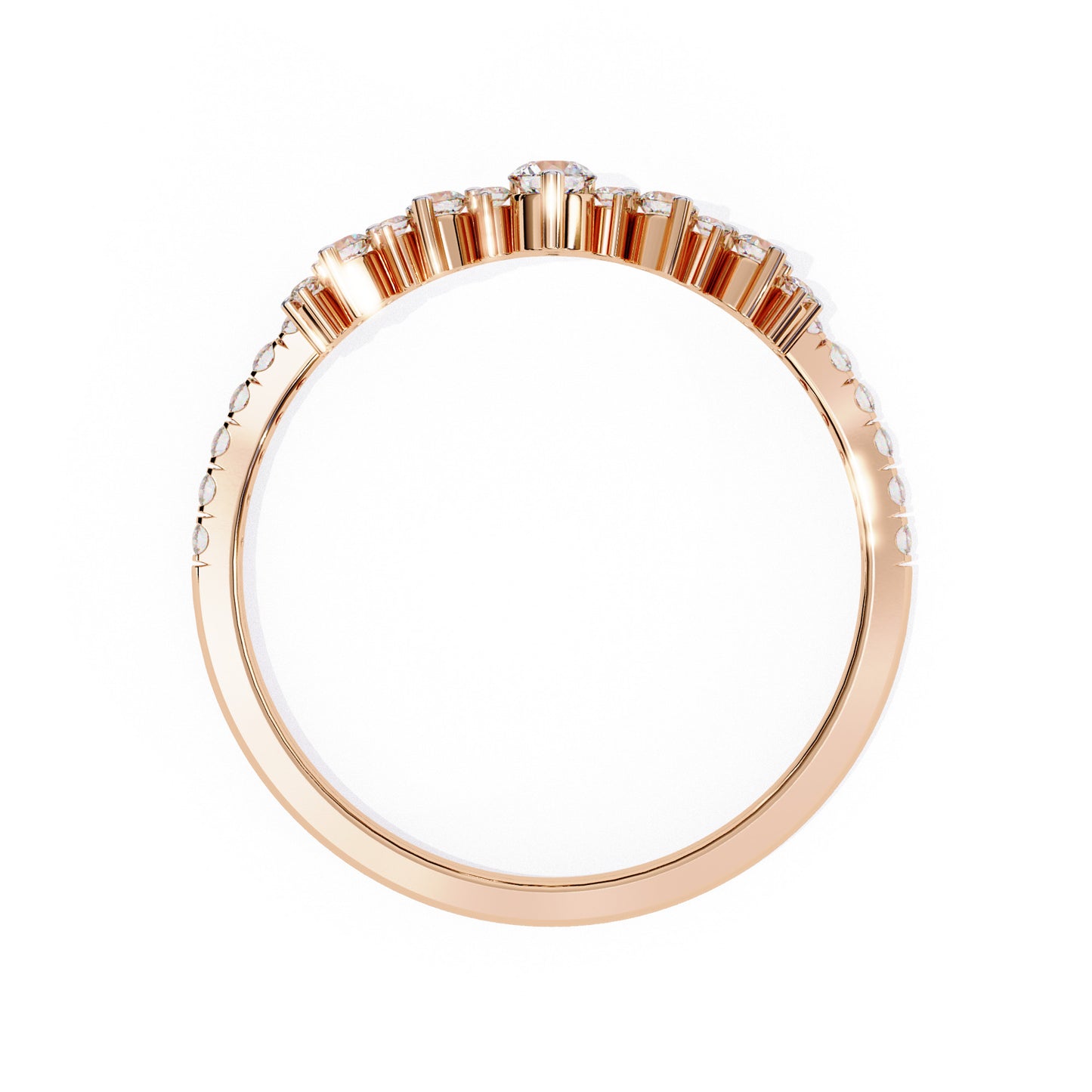 Preciosa Churumbela Eternity Band Ring de Oro en Forma de Corona con Incrustaciones