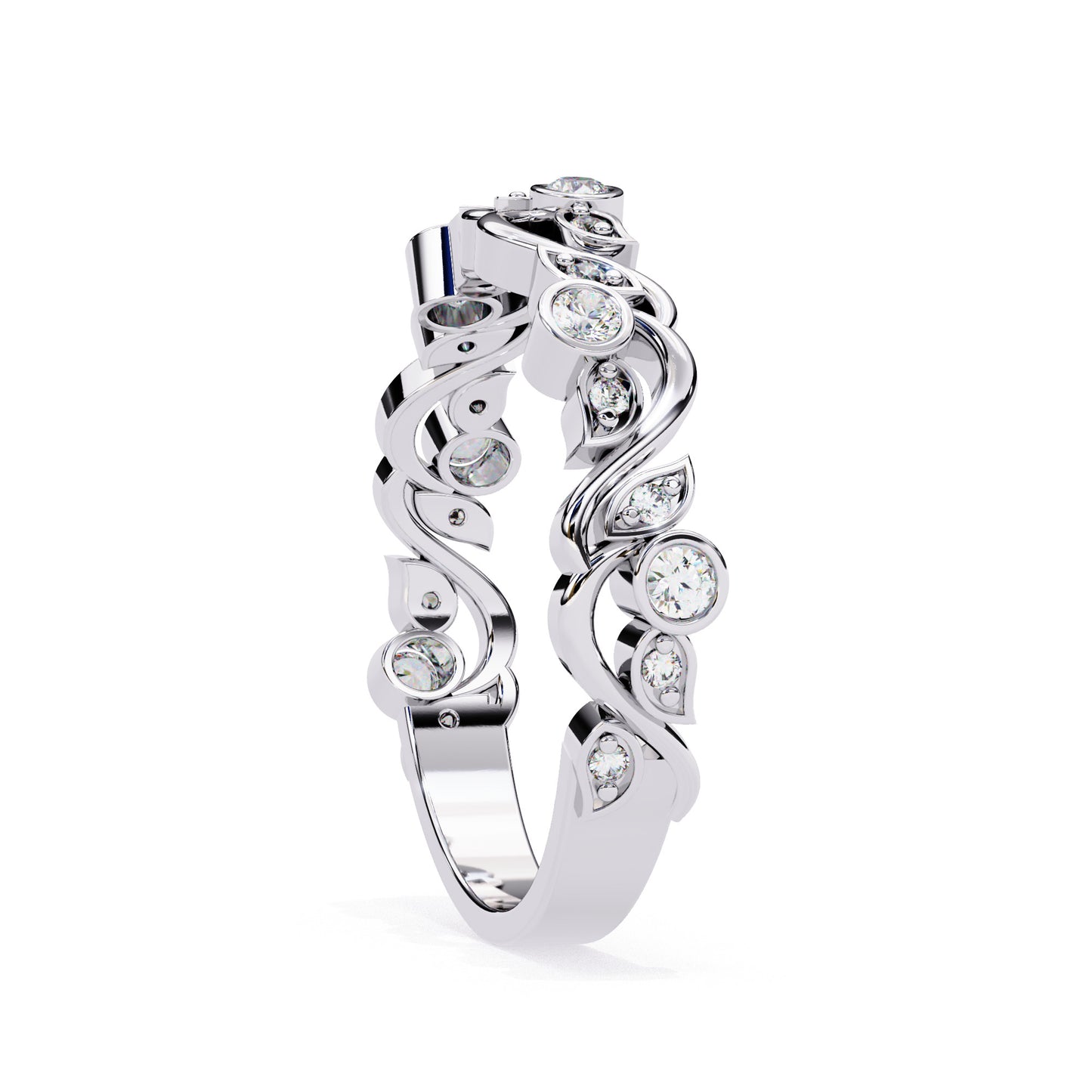 Hermosa Churumbela Eternity Diamond en Forma Petalos con Incrustaciones
