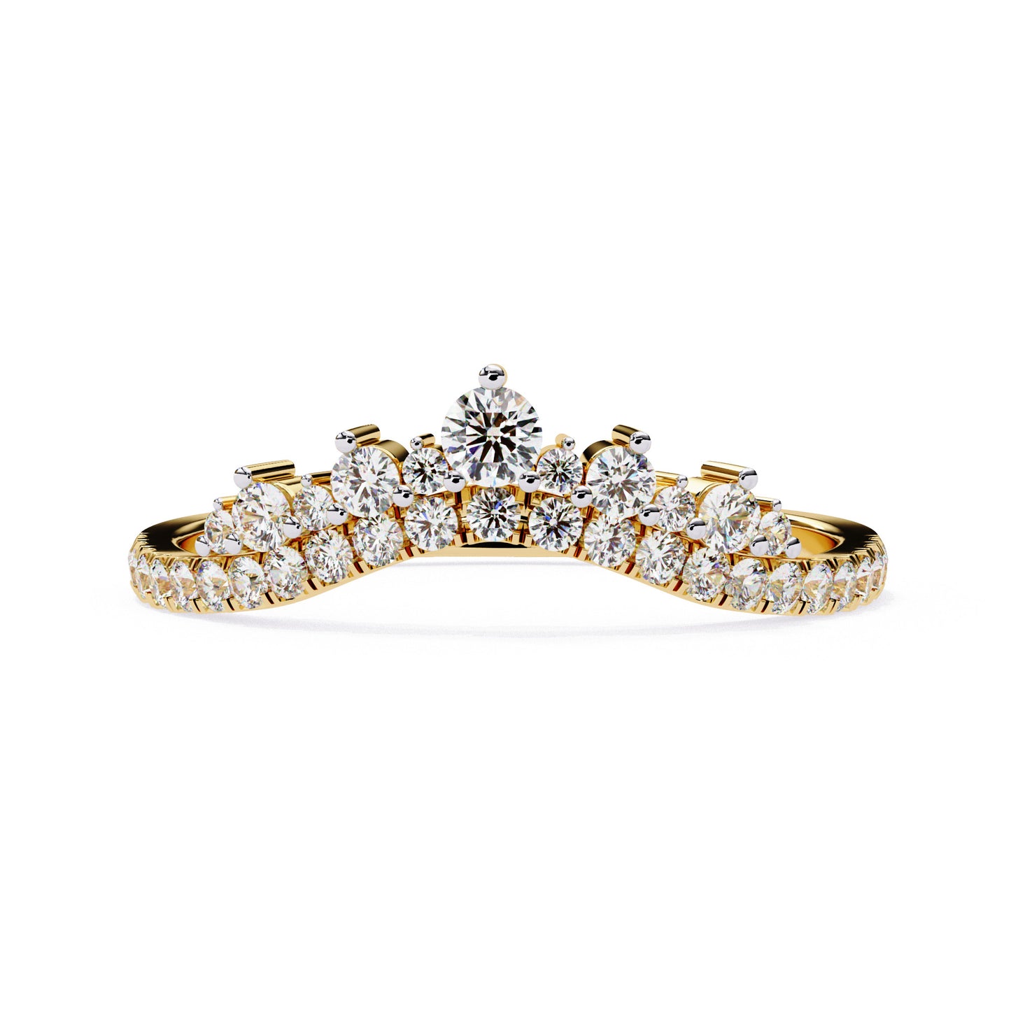 Preciosa Churumbela Eternity Band Ring de Oro en Forma de Corona con Incrustaciones