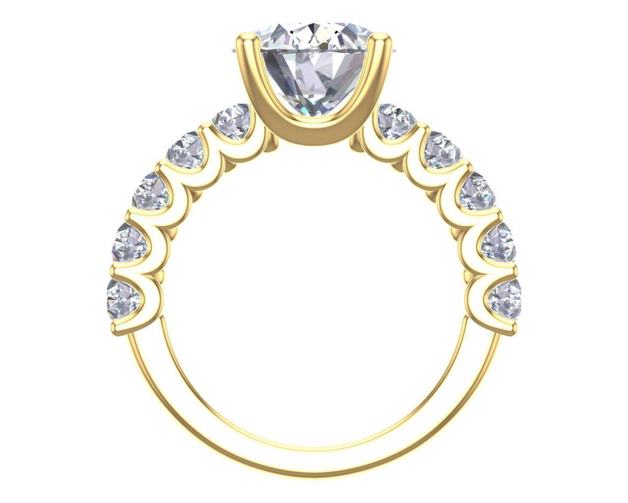 Anillo de Compromiso de Oro con Diamantes Ovaladas
