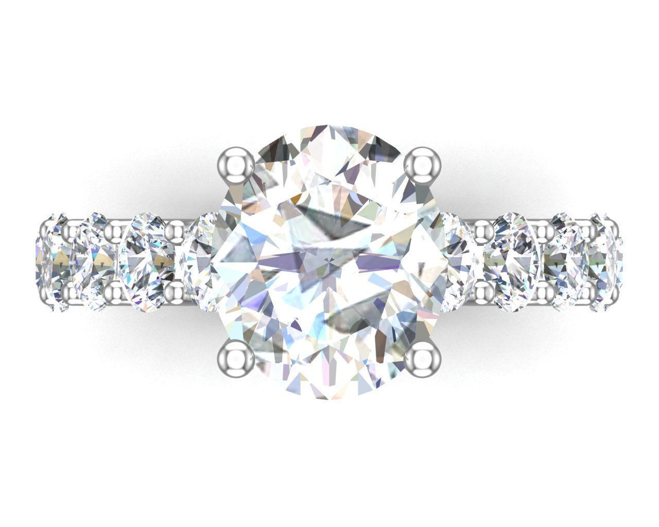 Anillo de Compromiso de Oro con Diamantes Ovaladas