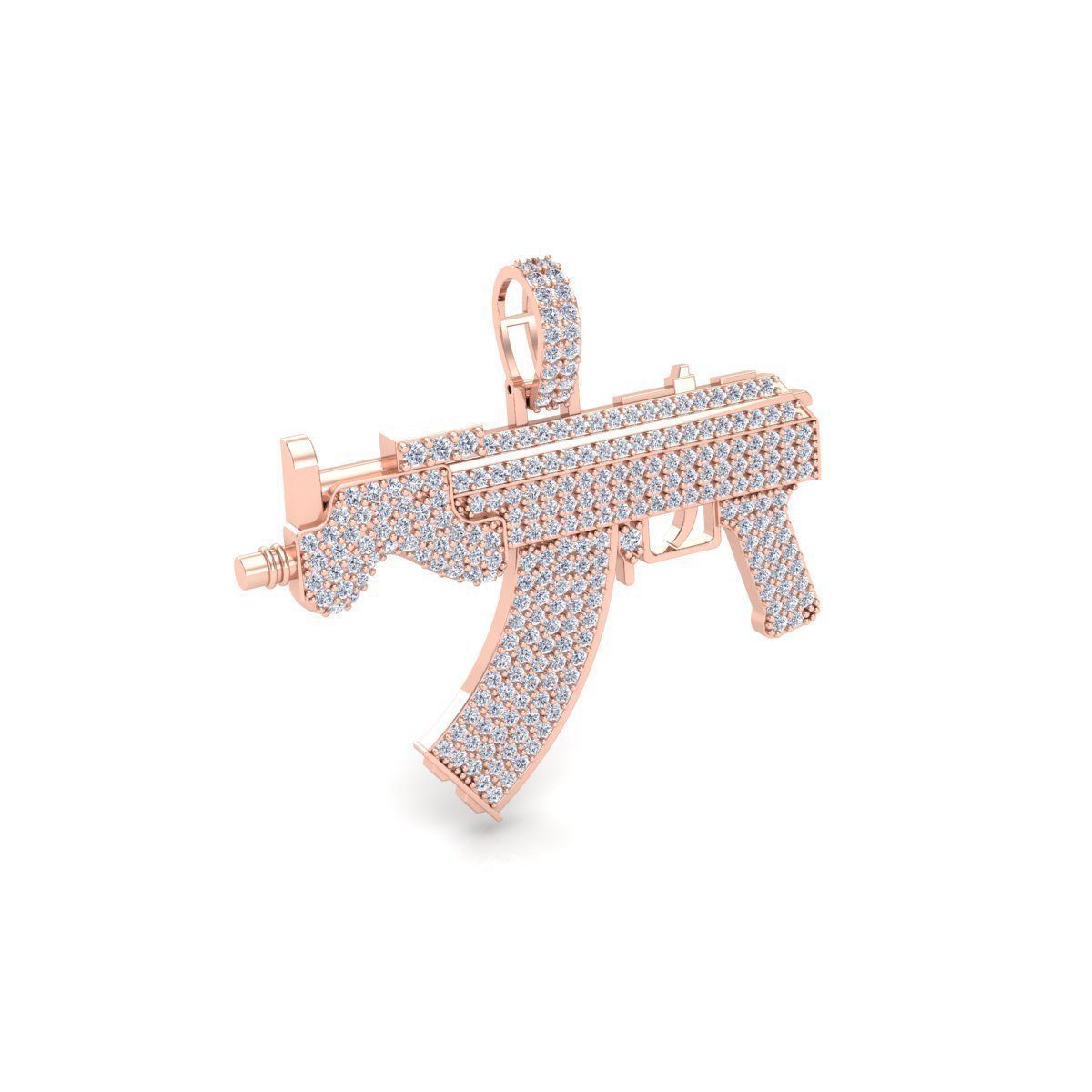 Dije Fancy Gun de Oro Recubierto de Incrustaciones