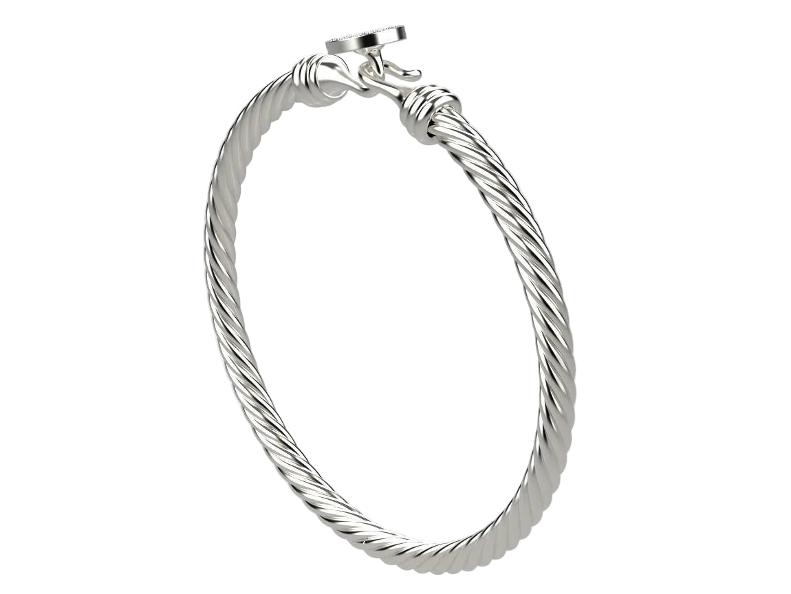 Precioso Brazalete Torcido de Oro con Incrustaciones