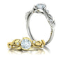 Anillo Compromiso Floral Diseño Hojas Oro Diamantes 0.88CT