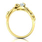 Anillo Compromiso Floral Diseño Hojas Oro Diamantes 0.88CT