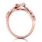 Anillo Compromiso Floral Diseño Hojas Oro Diamantes 0.88CT