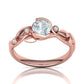 Anillo Compromiso Floral Diseño Hojas Oro Diamantes 0.88CT