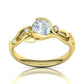 Anillo Compromiso Floral Diseño Hojas Oro Diamantes 0.88CT
