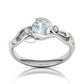 Anillo Compromiso Floral Diseño Hojas Oro Diamantes 0.88CT