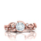 Anillo Compromiso Floral Diseño Hojas Oro Diamantes 0.88CT