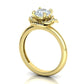 Anillo Flor Imperial en Oro Amarillo con Piedra Central y Halo de Brillantes
