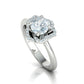 Anillo Flor Imperial en Oro Amarillo con Piedra Central y Halo de Brillantes