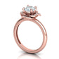 Anillo Flor Imperial en Oro Amarillo con Piedra Central y Halo de Brillantes