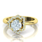 Anillo Flor Imperial en Oro Amarillo con Piedra Central y Halo de Brillantes