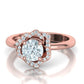 Anillo Flor Imperial en Oro Amarillo con Piedra Central y Halo de Brillantes