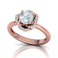 Anillo Flor Imperial en Oro Amarillo con Piedra Central y Halo de Brillantes