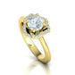Anillo Flor Imperial en Oro Amarillo con Piedra Central y Halo de Brillantes