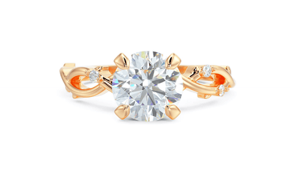 Anillo de Compromiso Gold Leaf 14K con Diamante 1Ct Redondo