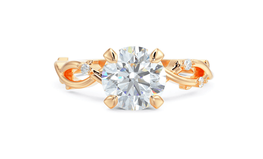 Anillo de Compromiso Gold Leaf con Diamante 1Ct Redondo