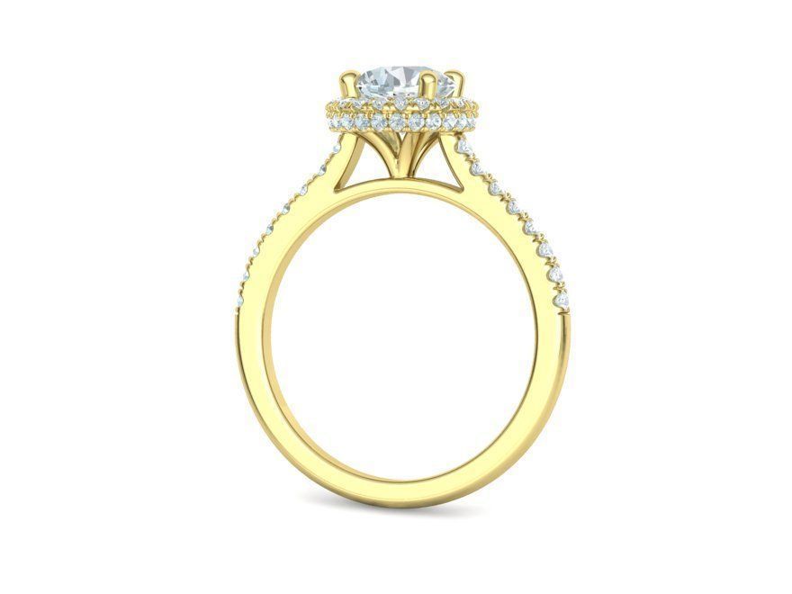 Anillo de Compromiso Halo y Corona con Incrustaciones
